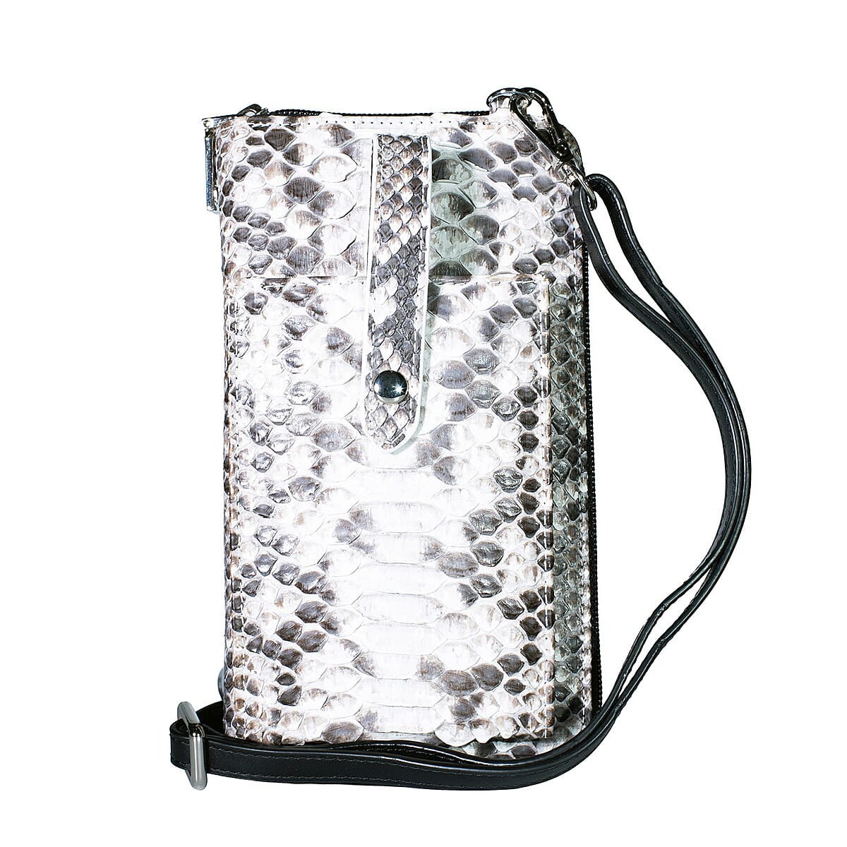 Grand Pelle Natural Genuine Python Leather Zip Clutch with Snap Pocket image number 0