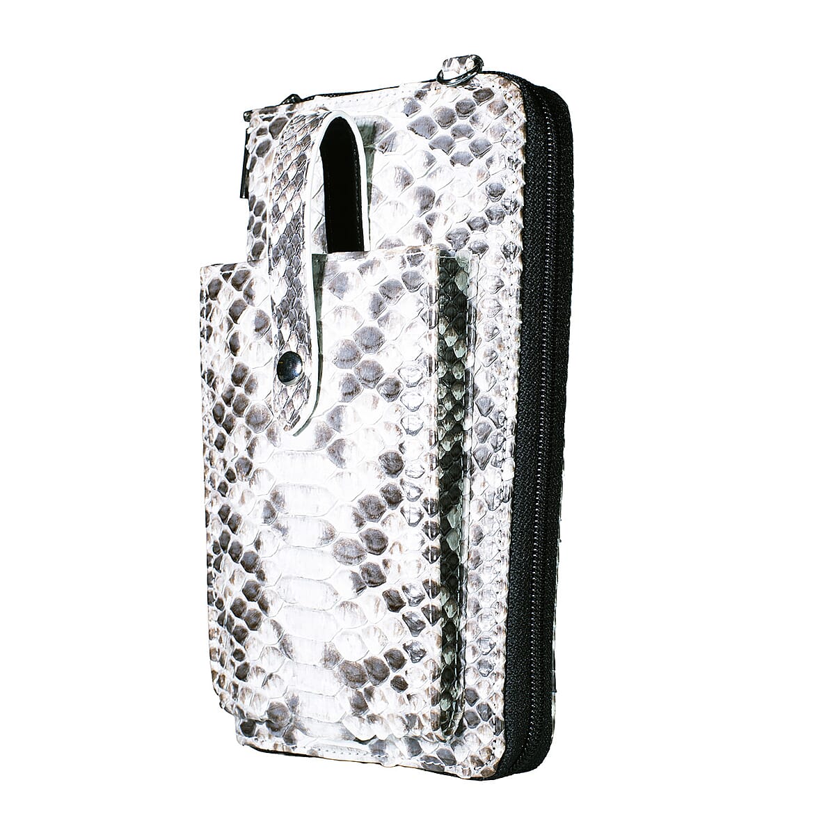 Grand Pelle Natural Genuine Python Leather Zip Clutch with Snap Pocket image number 4