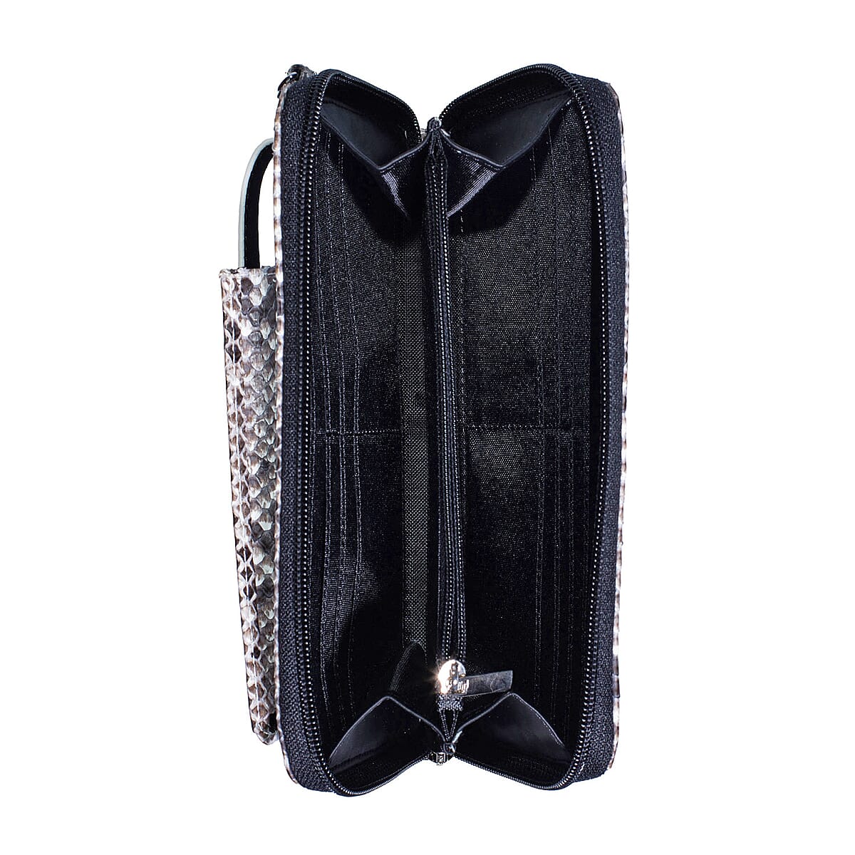 Grand Pelle Natural Genuine Python Leather Zip Clutch with Snap Pocket image number 5
