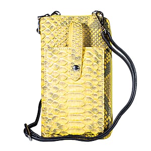 Grand Pelle Gold Genuine Python Leather Zip Clutch with Snap Pocket