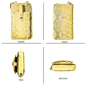 Grand Pelle Gold Genuine Python Leather Zip Clutch with Snap Pocket