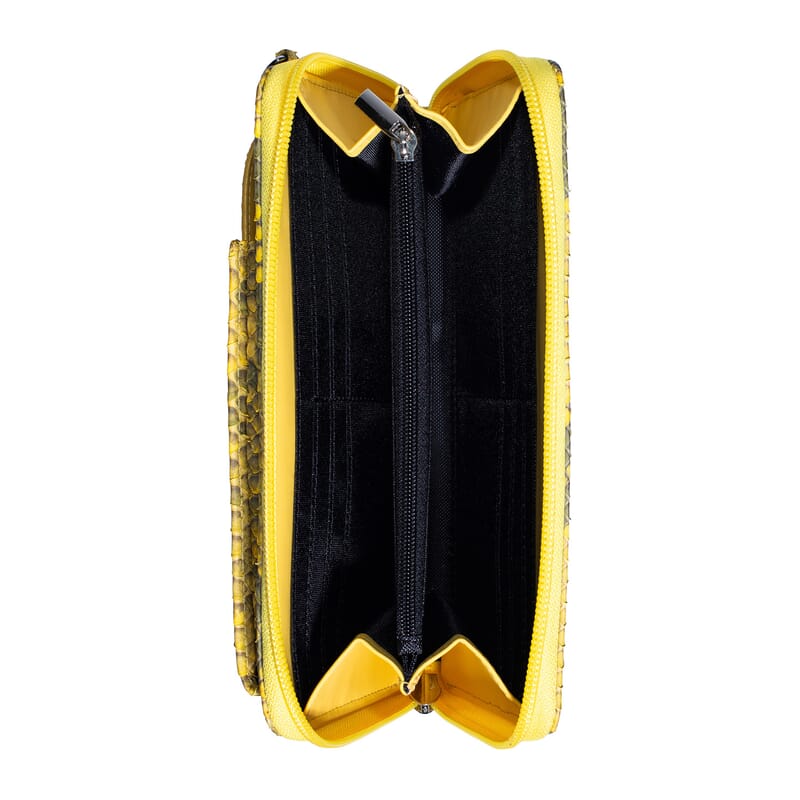 The Grand Pelle Gold Genuine Python Leather Zip Clutch with Snap Pocket