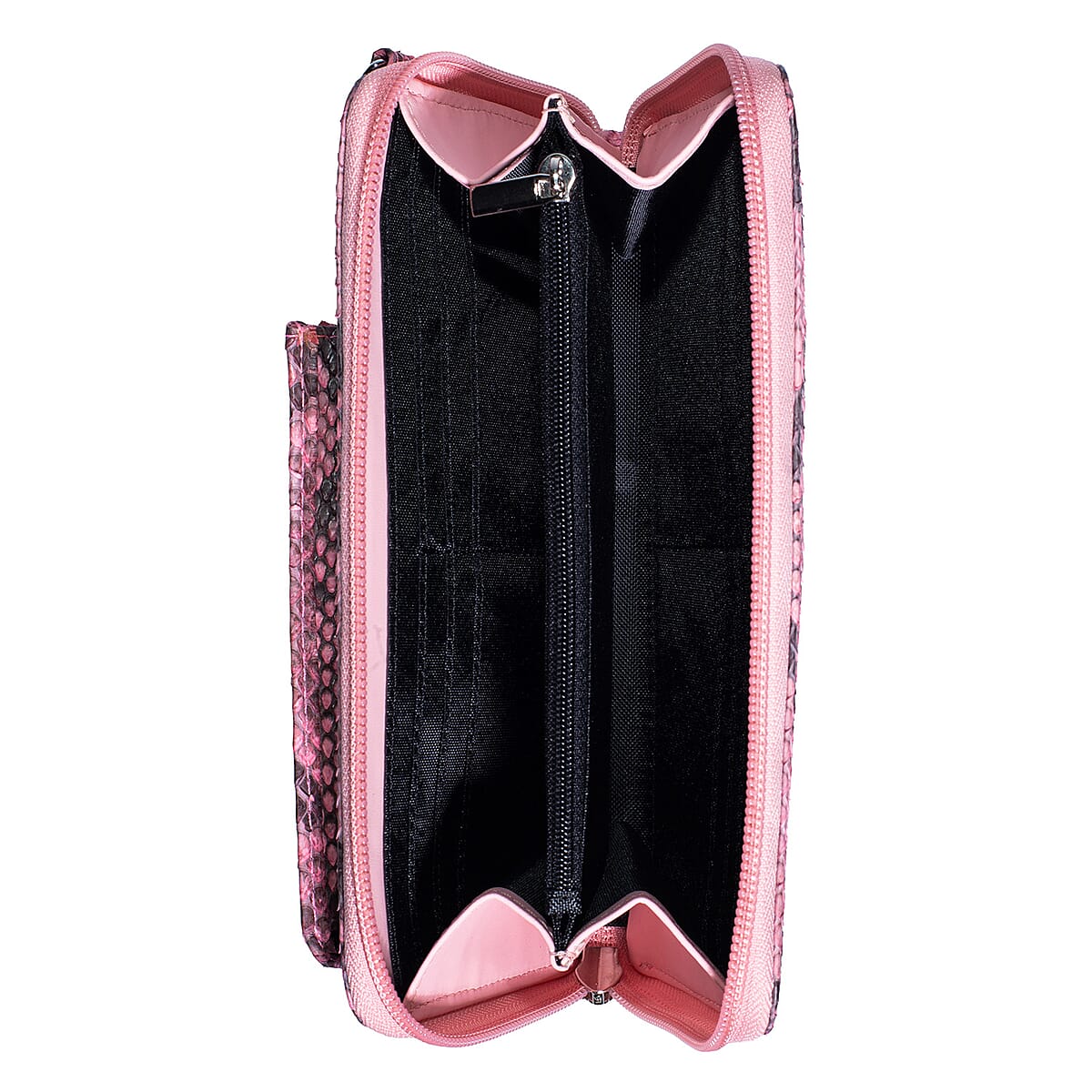 Grand Pelle Pimk Genuine Python Leather Zip Clutch with Snap Pocket image number 5