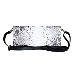 Grand Pelle Natural Genuine Python Leather Envelope Clutch with Shoulder Strap