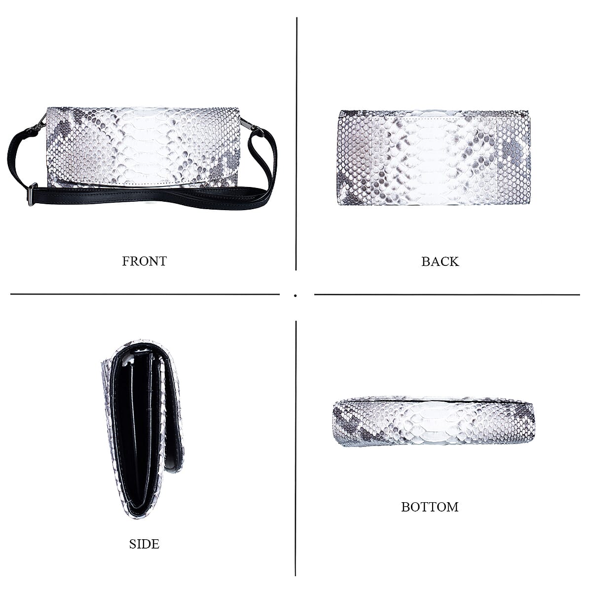 Grand Pelle Natural Genuine Python Leather Envelope Clutch with Shoulder Strap image number 3