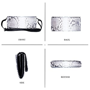 Grand Pelle Natural Genuine Python Leather Envelope Clutch with Shoulder Strap