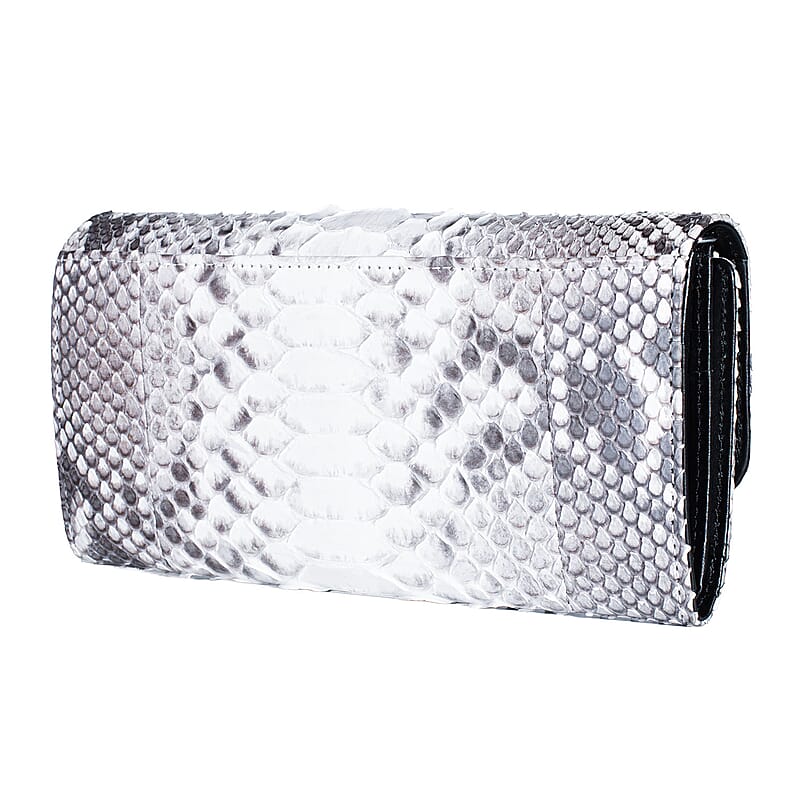 Grand Pelle Natural Genuine Python Leather Envelope Clutch with Shoulder Strap
