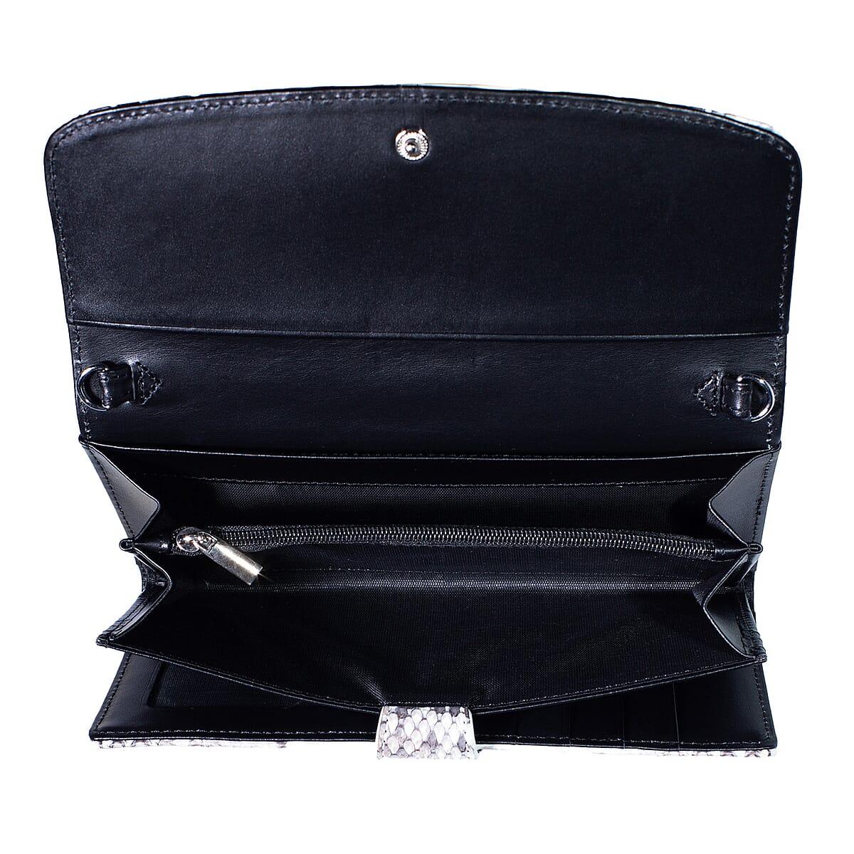 Grand Pelle Natural Genuine Python Leather Envelope Clutch with Shoulder Strap image number 6