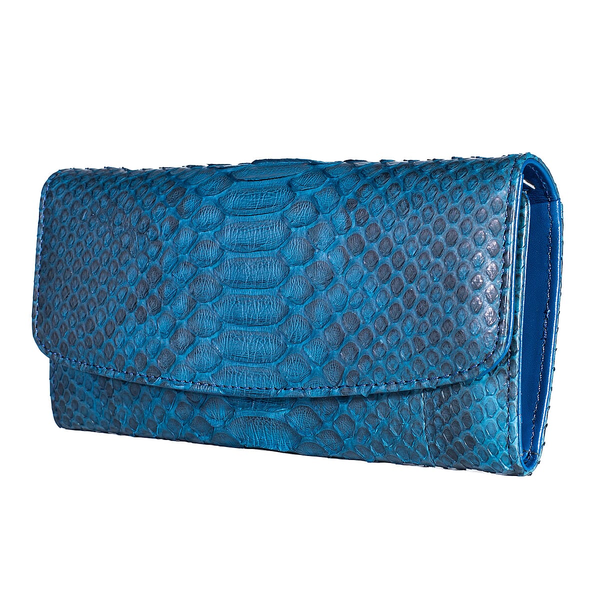 Grand Pelle Blue Genuine Python Leather Envelope Clutch with Shoulder Strap image number 4