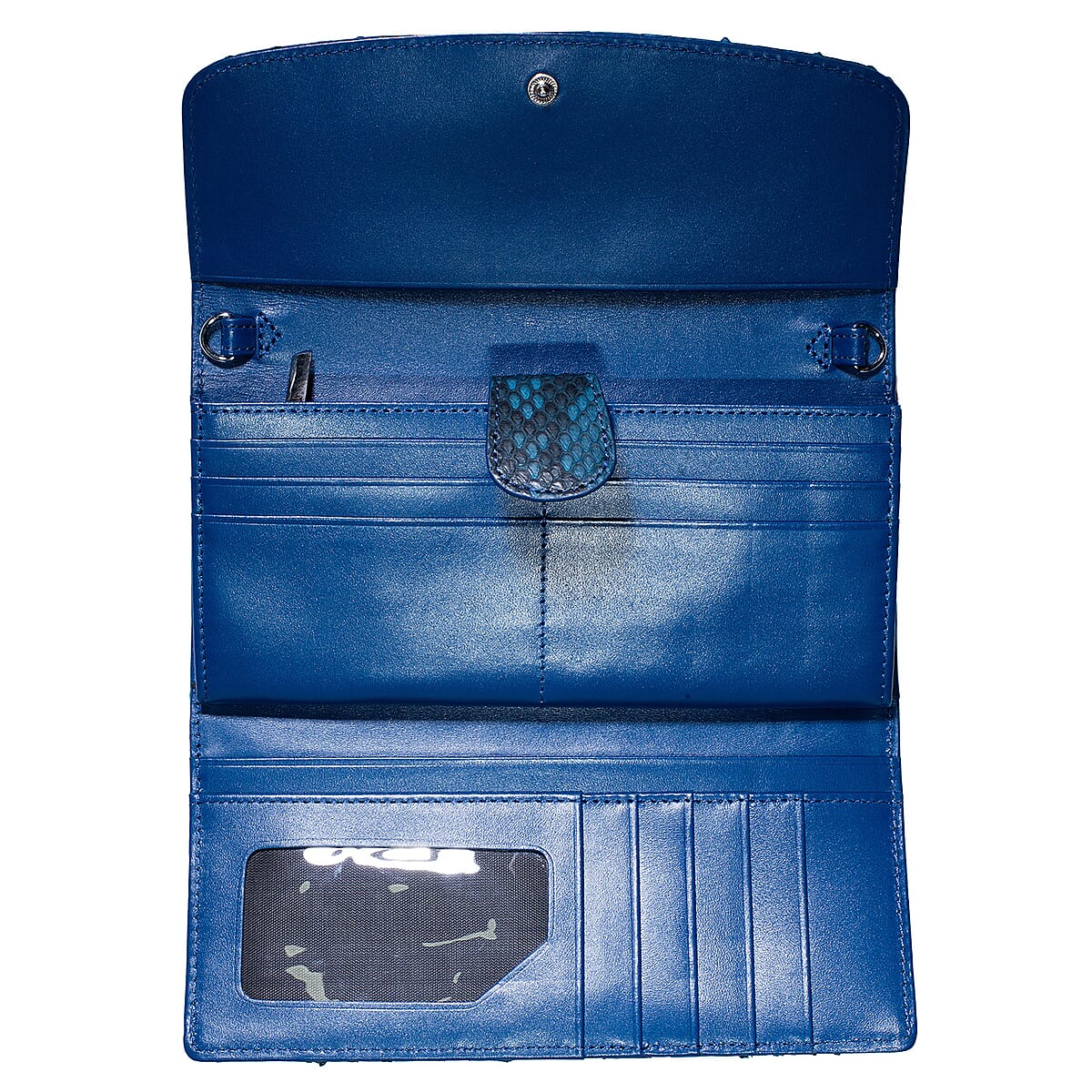 Grand Pelle Blue Genuine Python Leather Envelope Clutch with Shoulder Strap image number 5
