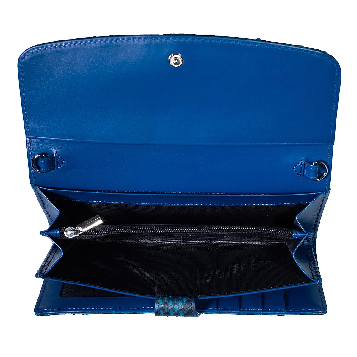 Grand Pelle Blue Genuine Python Leather Envelope Clutch with Shoulder Strap image number 6