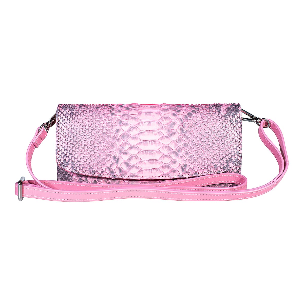 Grand Pelle Pink Genuine Python Leather Envelope Clutch with Shoulder Strap image number 0