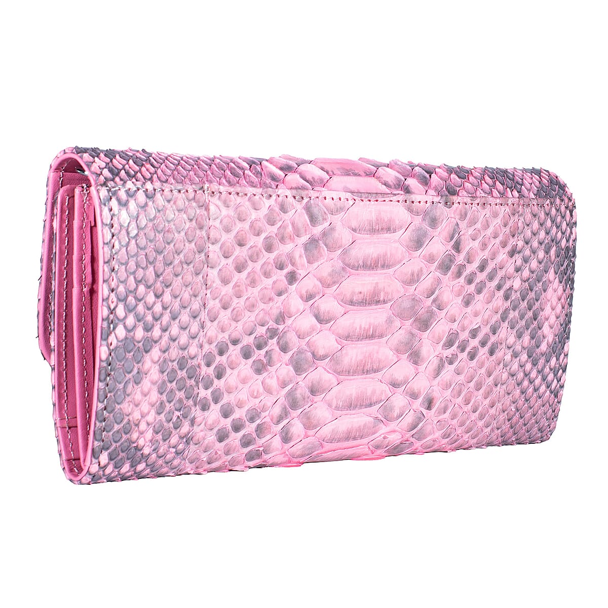 Grand Pelle Pink Genuine Python Leather Envelope Clutch with Shoulder Strap image number 4