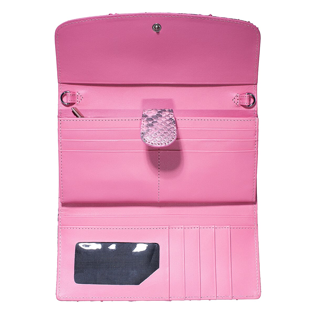 Grand Pelle Pink Genuine Python Leather Envelope Clutch with Shoulder Strap image number 5