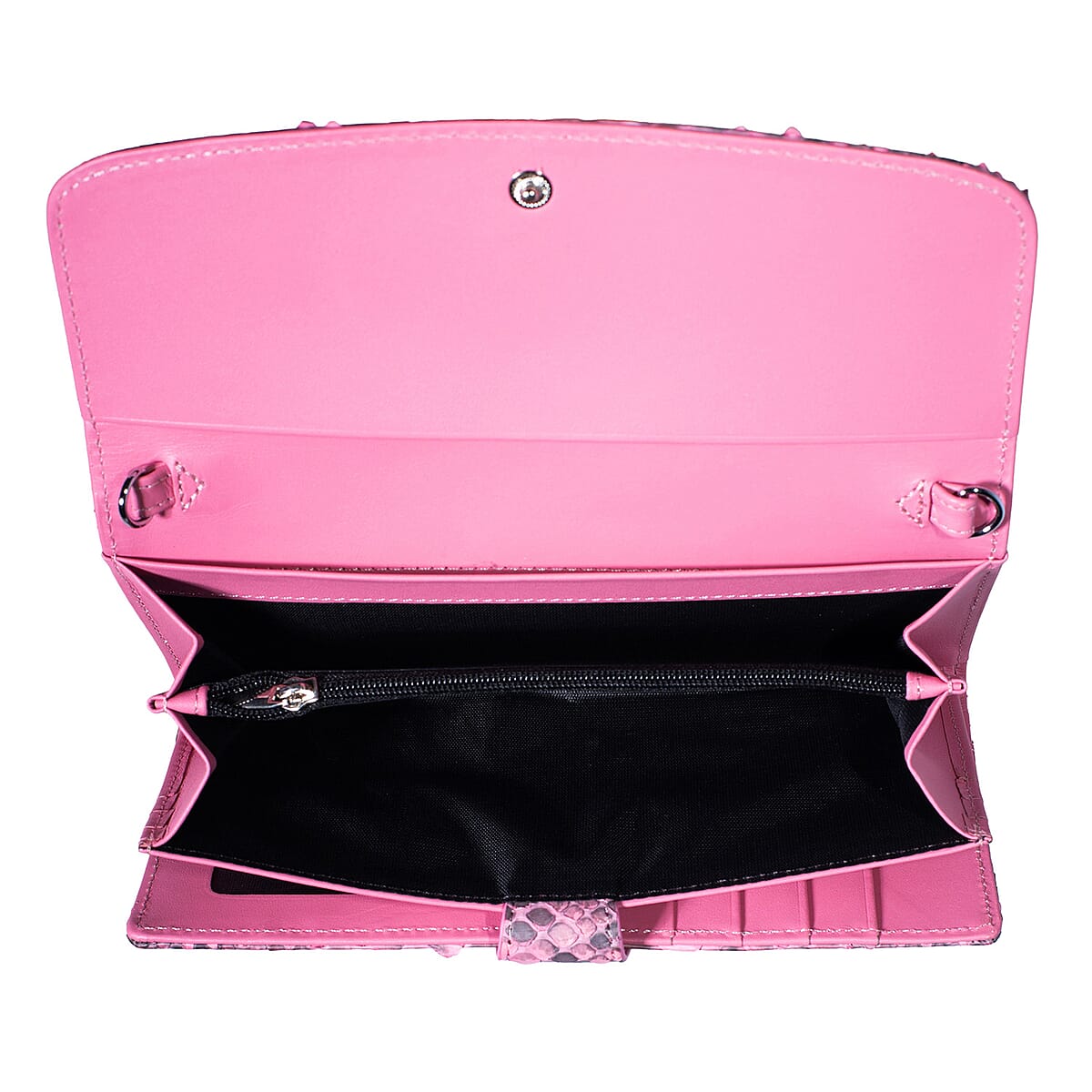 Grand Pelle Pink Genuine Python Leather Envelope Clutch with Shoulder Strap image number 6
