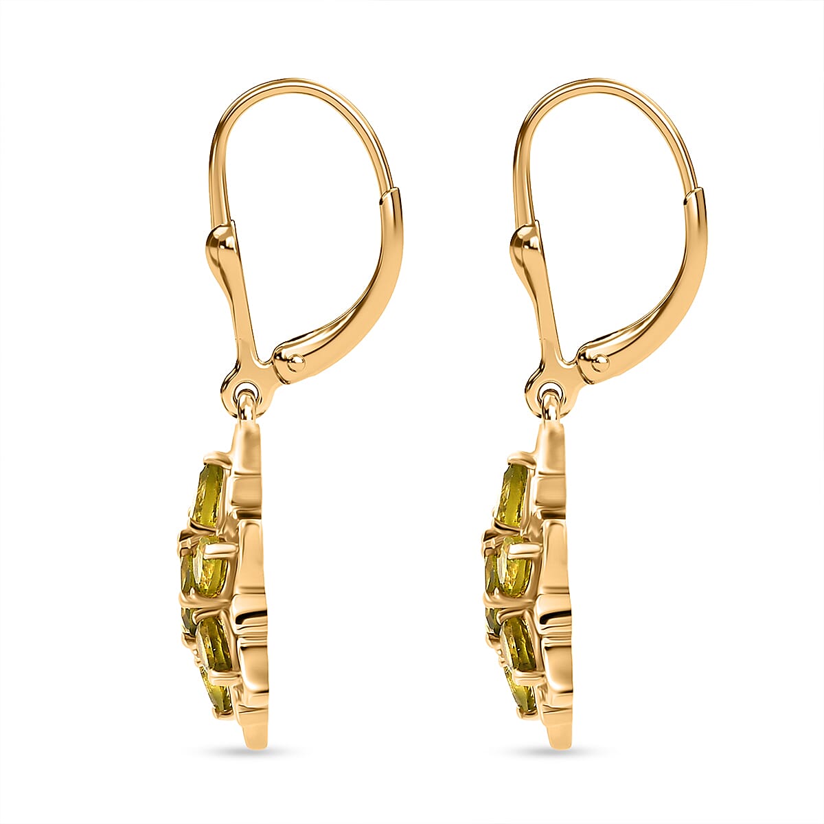 D'Joy Premium Hebei Peridot 3.20 ctw Earrings in 14K YG Over Sterling Silver