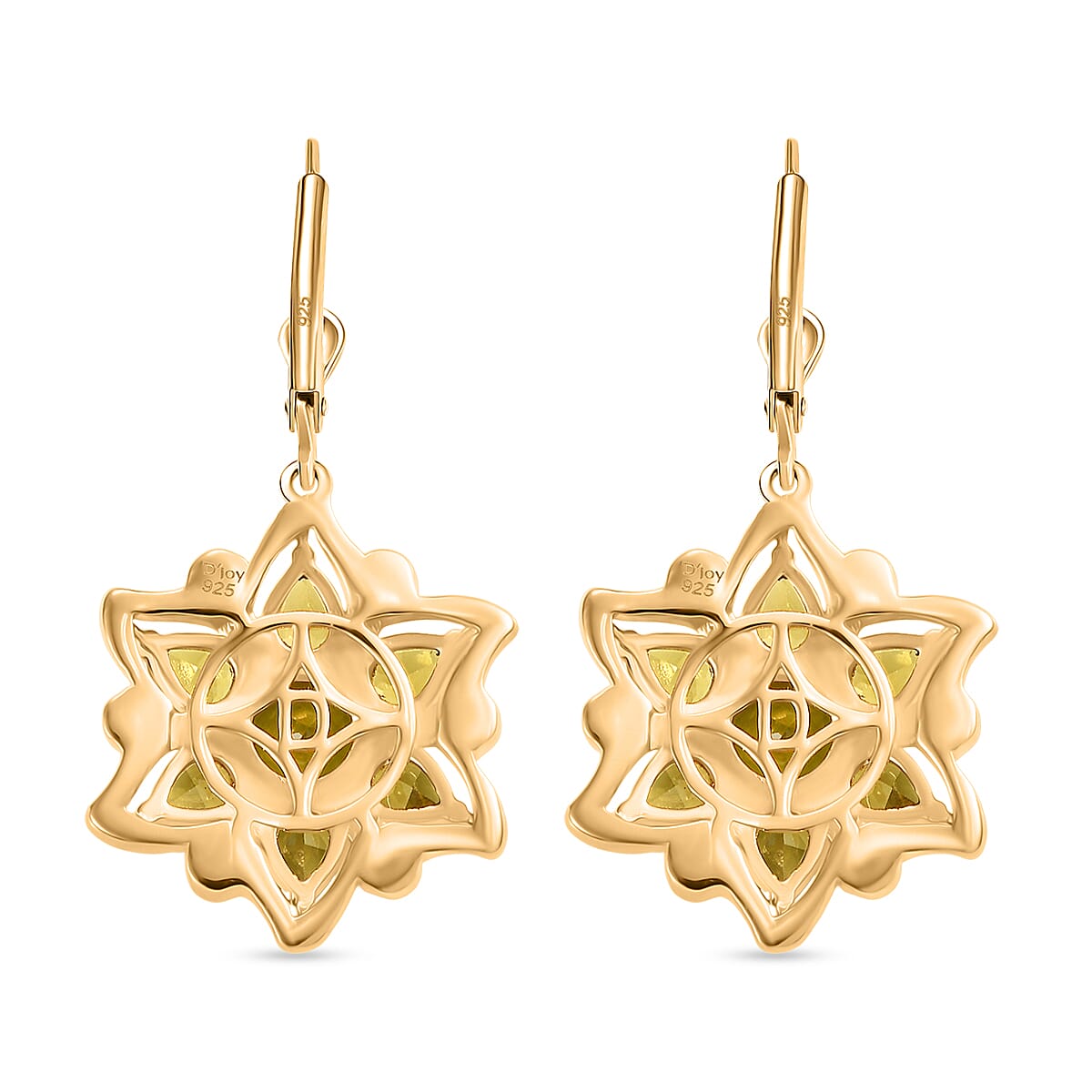 D'Joy Premium Hebei Peridot 3.20 ctw Earrings in 14K YG Over Sterling Silver
