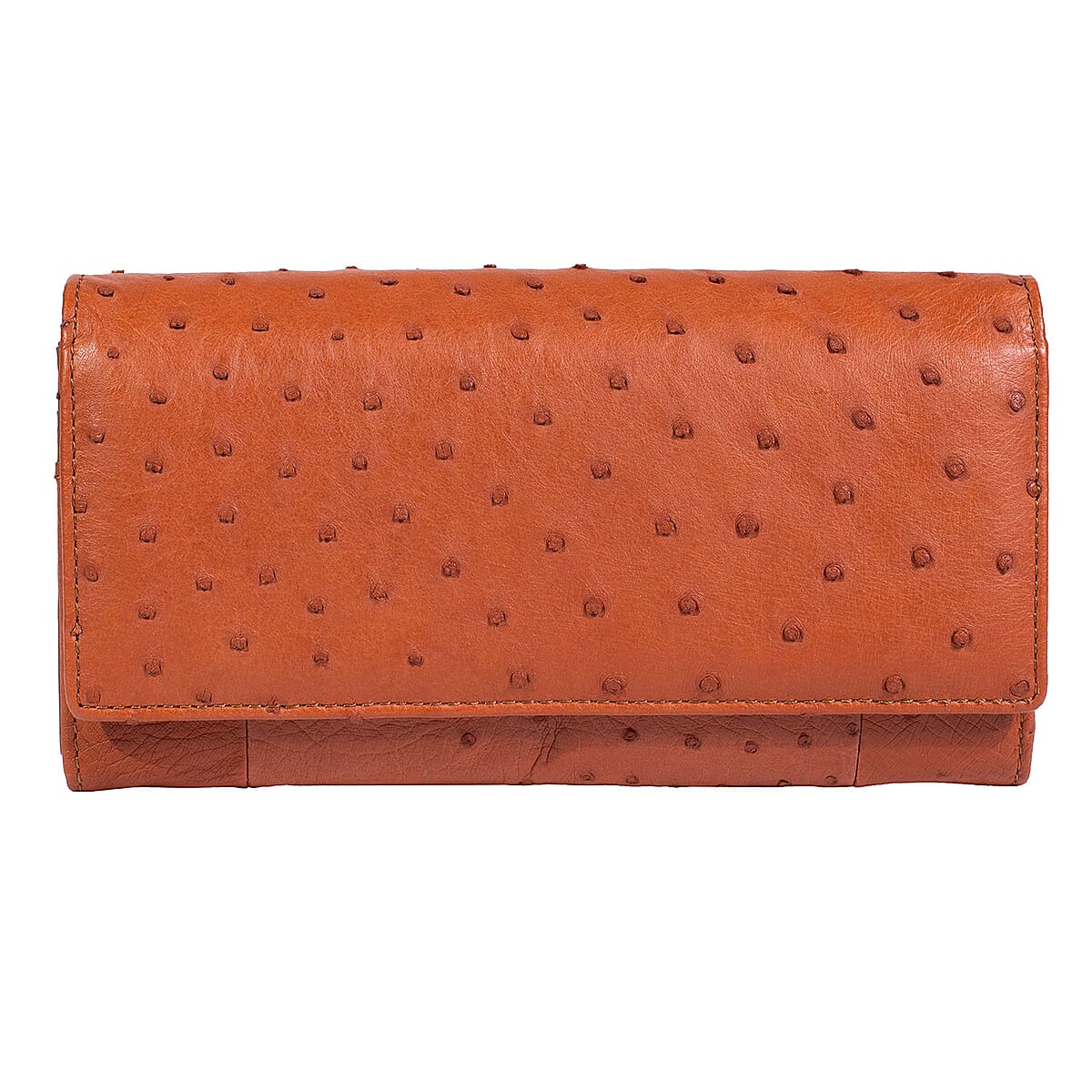 Doorbuster The Grand Pelle Brown Ostrich Genuine Leather Envelope Clutch Bag image number 0