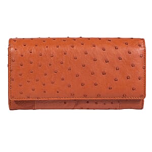 Doorbuster The Grand Pelle Brown Ostrich Genuine Leather Envelope Clutch Bag
