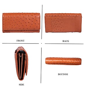 Doorbuster The Grand Pelle Brown Ostrich Genuine Leather Envelope Clutch Bag