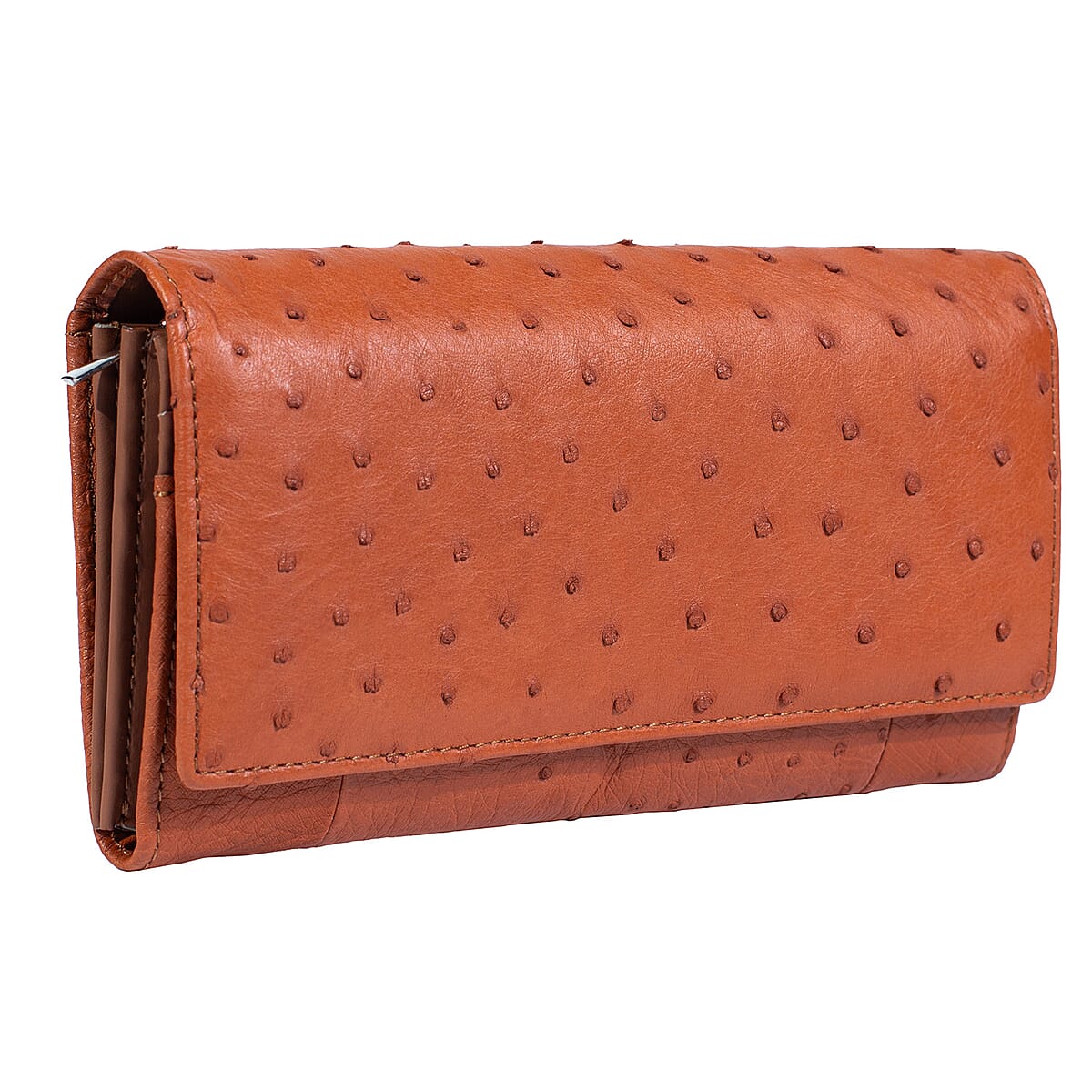 Doorbuster The Grand Pelle Brown Ostrich Genuine Leather Envelope Clutch Bag image number 4