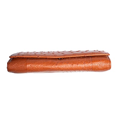 The Grand Pelle Brown Ostrich Genuine Leather Envelope Clutch Bag
