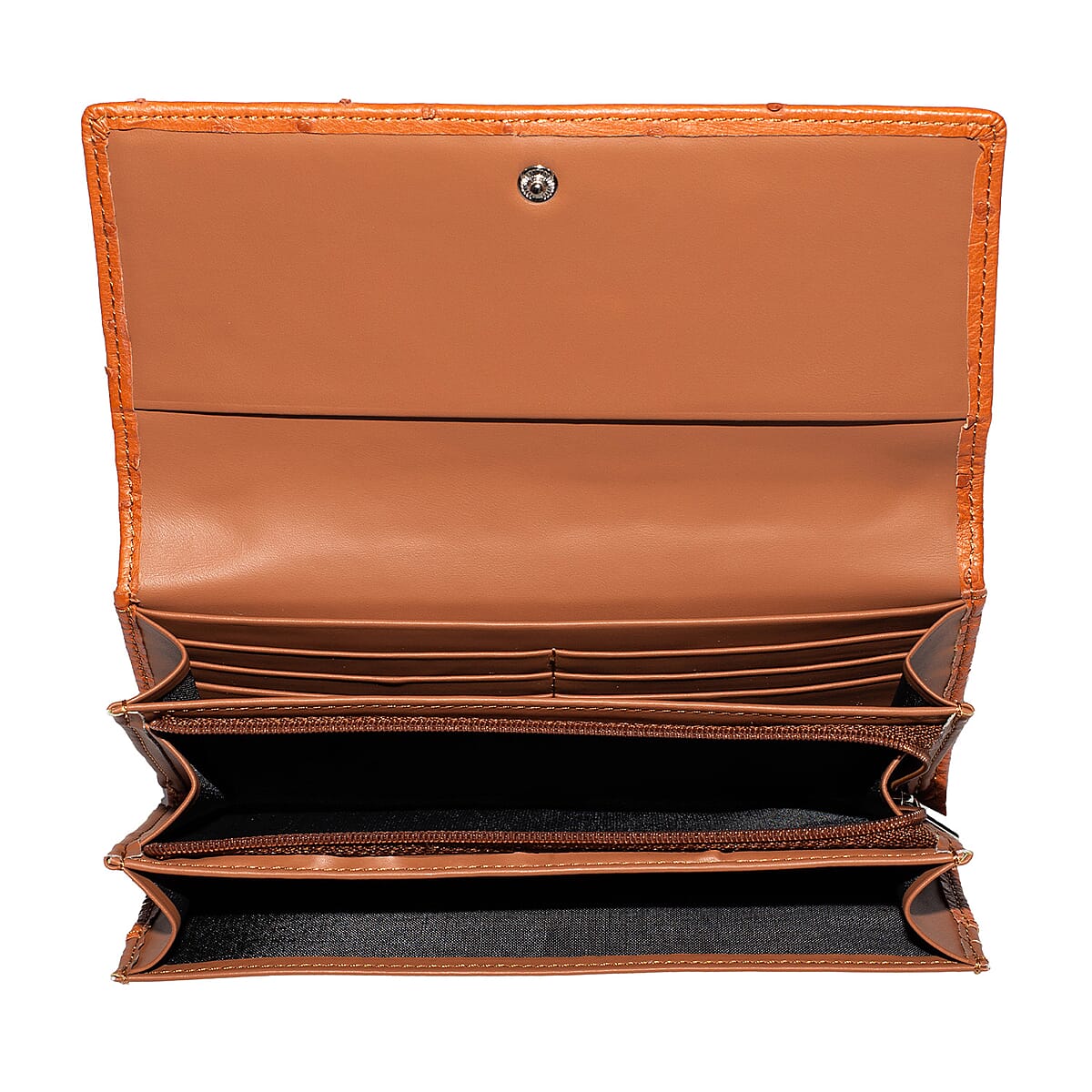 Doorbuster The Grand Pelle Brown Ostrich Genuine Leather Envelope Clutch Bag image number 6