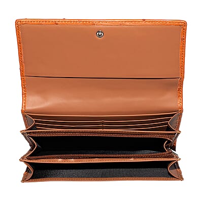 The Grand Pelle Brown Ostrich Genuine Leather Envelope Clutch Bag