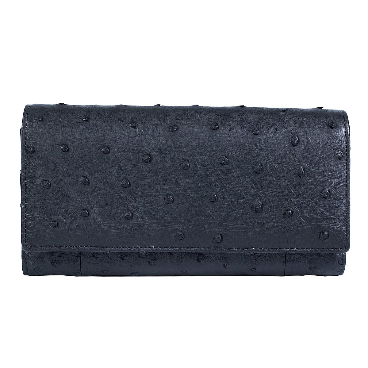 Doorbuster The Grand Pelle Black Ostrich Genuine Leather Envelope Clutch Bag image number 0