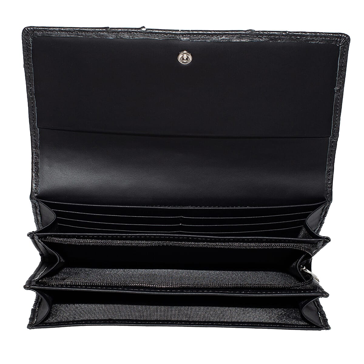 Doorbuster The Grand Pelle Black Ostrich Genuine Leather Envelope Clutch Bag image number 6
