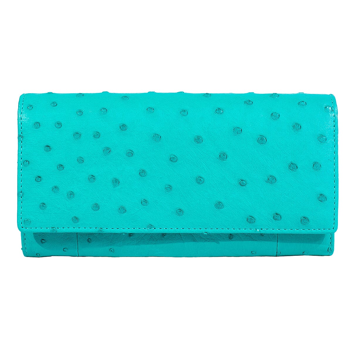 Doorbuster The Grand Pelle Turquoise Ostrich Genuine Leather Envelope Clutch Bag image number 0