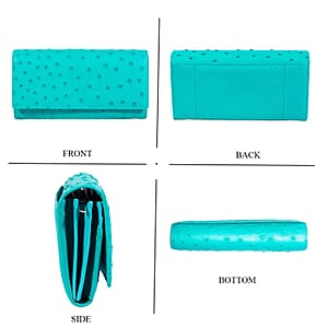  The Grand Pelle Turquoise Ostrich Genuine Leather Envelope Clutch Bag