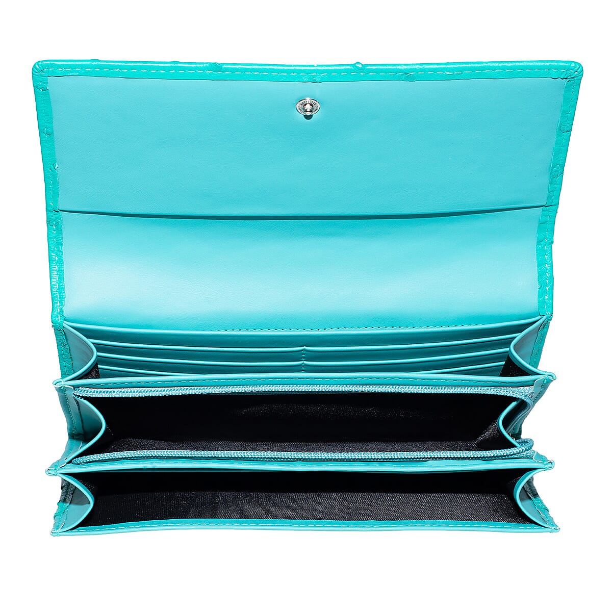 Doorbuster The Grand Pelle Turquoise Ostrich Genuine Leather Envelope Clutch Bag image number 6