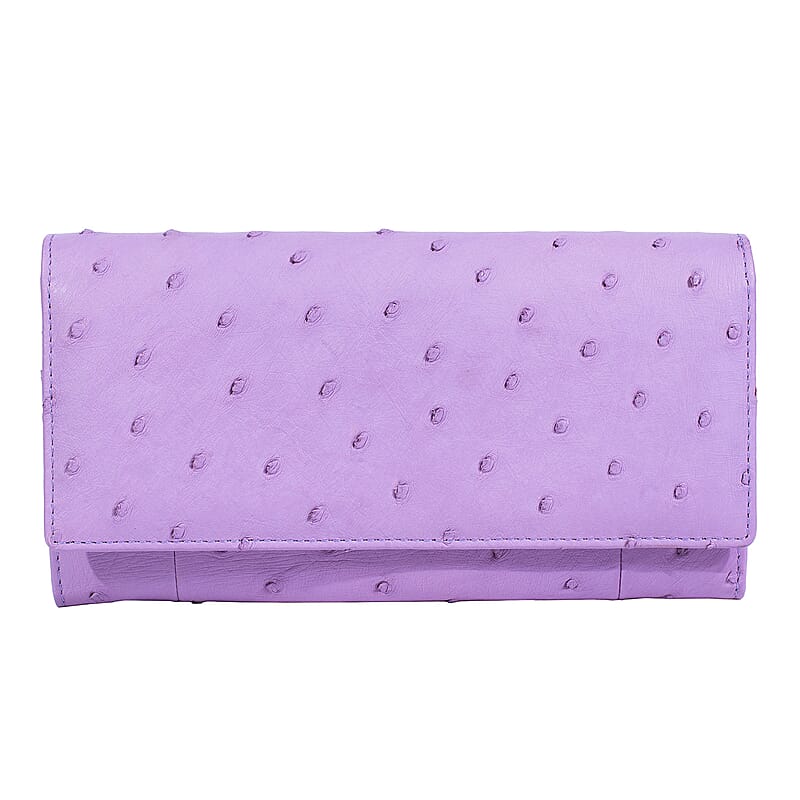 The Grand Pelle Purple Ostrich Genuine Leather Envelope Clutch Bag