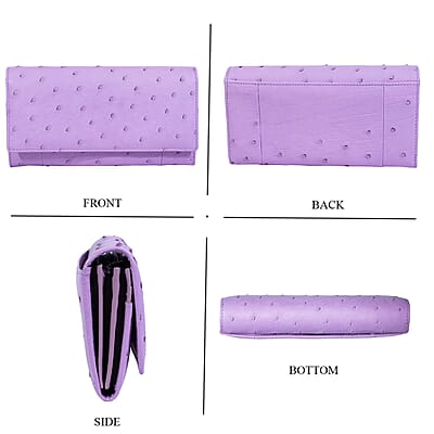 The Grand Pelle Purple Ostrich Genuine Leather Envelope Clutch Bag