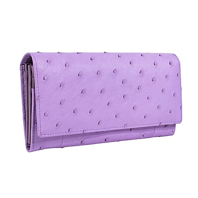 The Grand Pelle Purple Ostrich Genuine Leather Envelope Clutch Bag