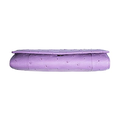 The Grand Pelle Purple Ostrich Genuine Leather Envelope Clutch Bag
