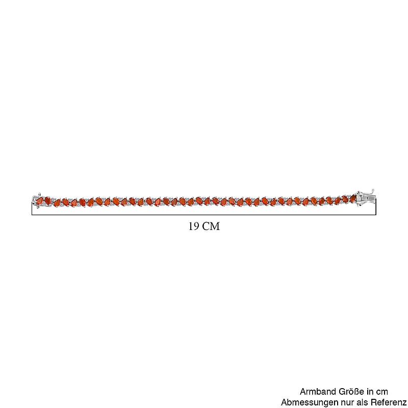 D'Joy AAA Crimson Fire Opal and White Zircon 5.70 ctw Bracelet in Rhodium Over Sterling Silver (7.00 In)