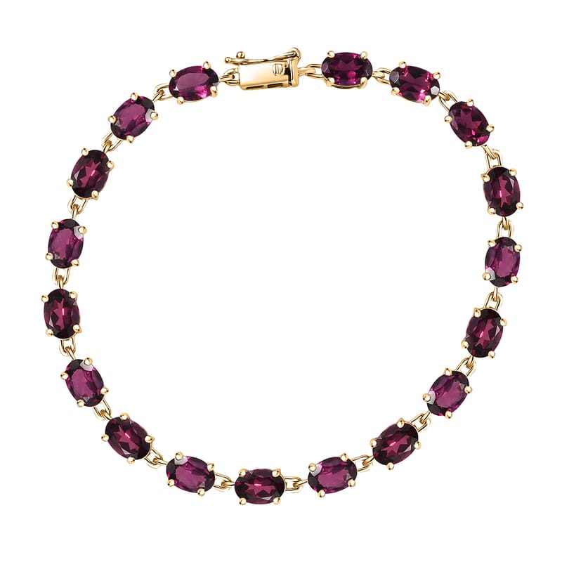 Luxoro AAA Radiant Ember Garnet 17.35 ctw Timeless Royal Tennis Bracelet in 10K Yellow Gold (7.25 In)