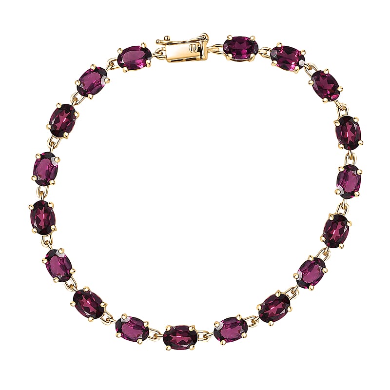 Luxoro AAA Radiant Ember Garnet 17.35 ctw Timeless Royal Tennis Bracelet in 10K Yellow Gold (7.25 In)