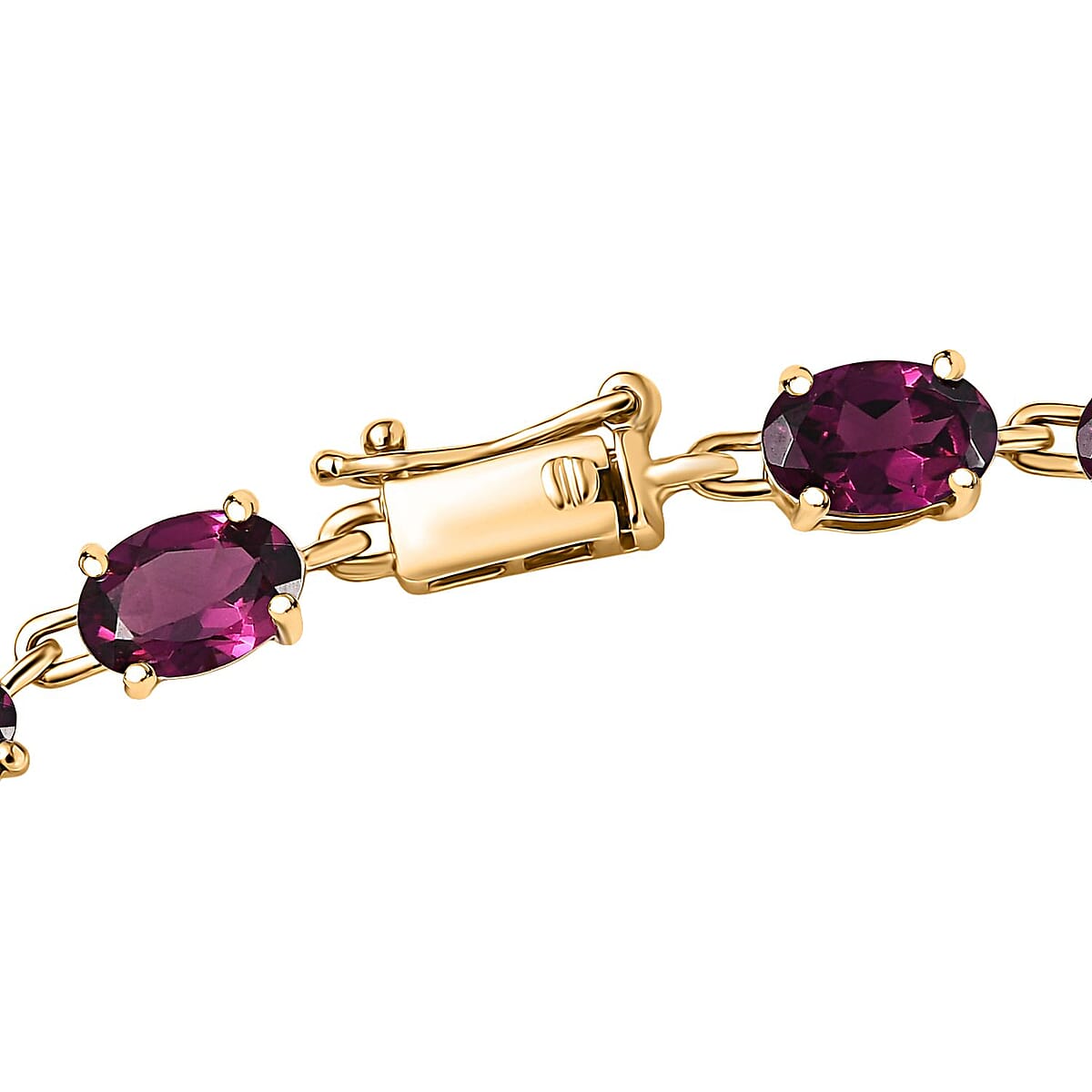 Luxoro AAA Radiant Ember Garnet 17.35 ctw Bracelet in 10K Yellow Gold (7.25 In) image number 3
