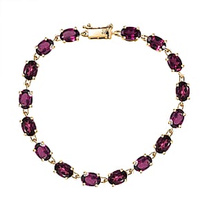 Luxoro AAA Radiant Ember Garnet 15.35 ctw Royal Glow Bracelet in 10K Yellow Gold (6.50 In)
