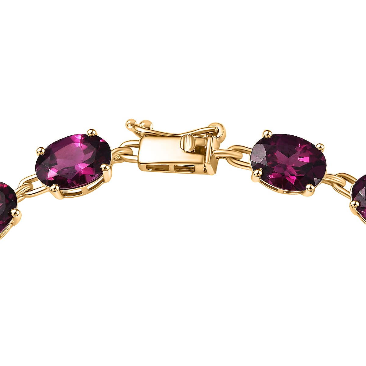 Luxoro AAA Radiant Ember Garnet 15.35 ctw Royal Glow Bracelet in 10K Yellow Gold (6.50 In) image number 3