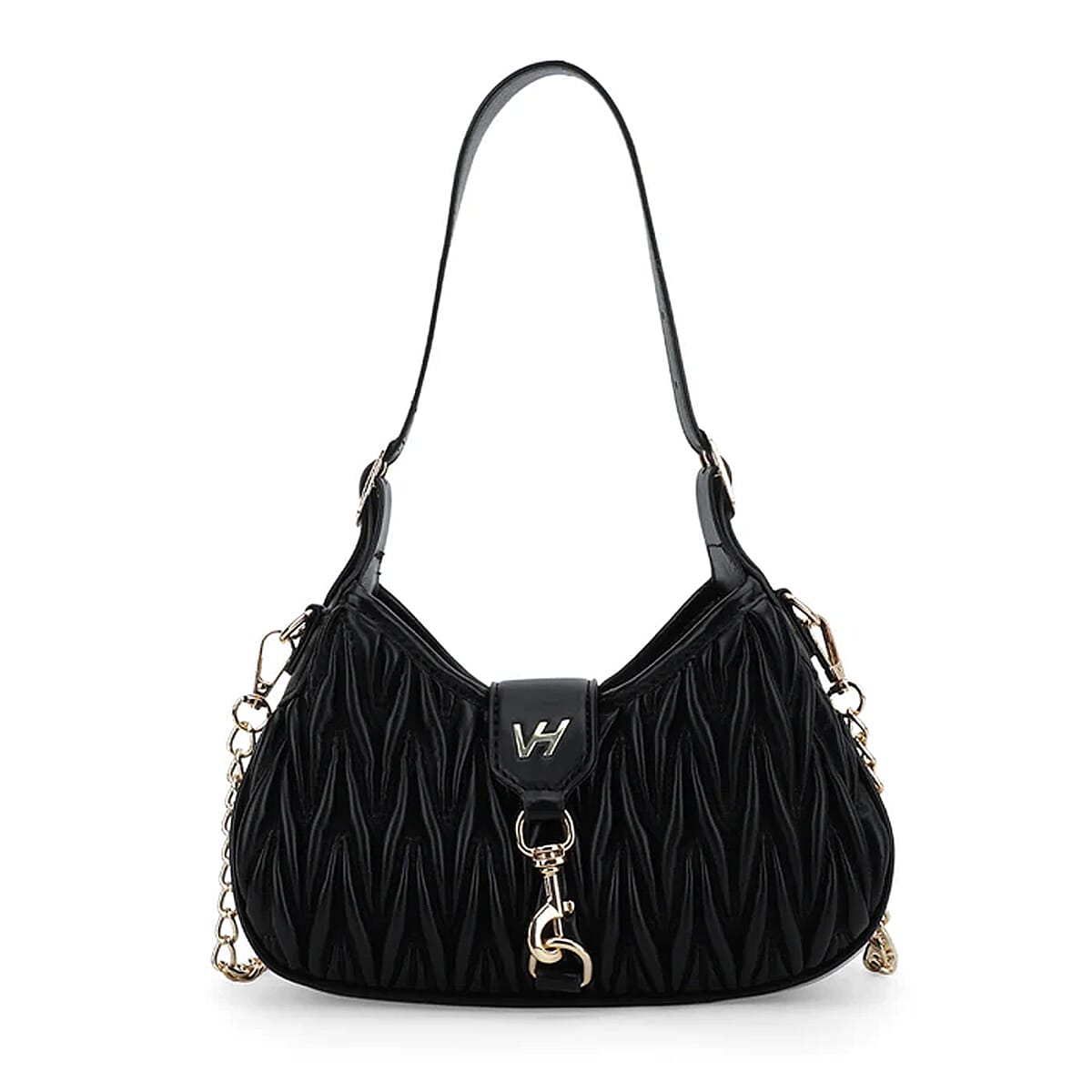 Closeout Vintage Havana Black Faux Leather Quilted Shoulder Bag image number 0