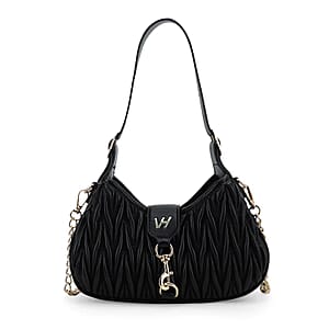 Closeout Vintage Havana Black Faux Leather Quilted Shoulder Bag