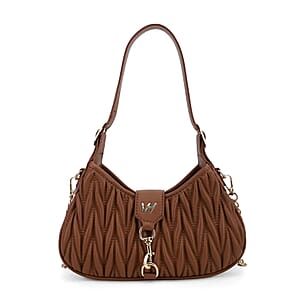 Closeout Vintage Havana Brown Faux Leather Quilted Shoulder Bag