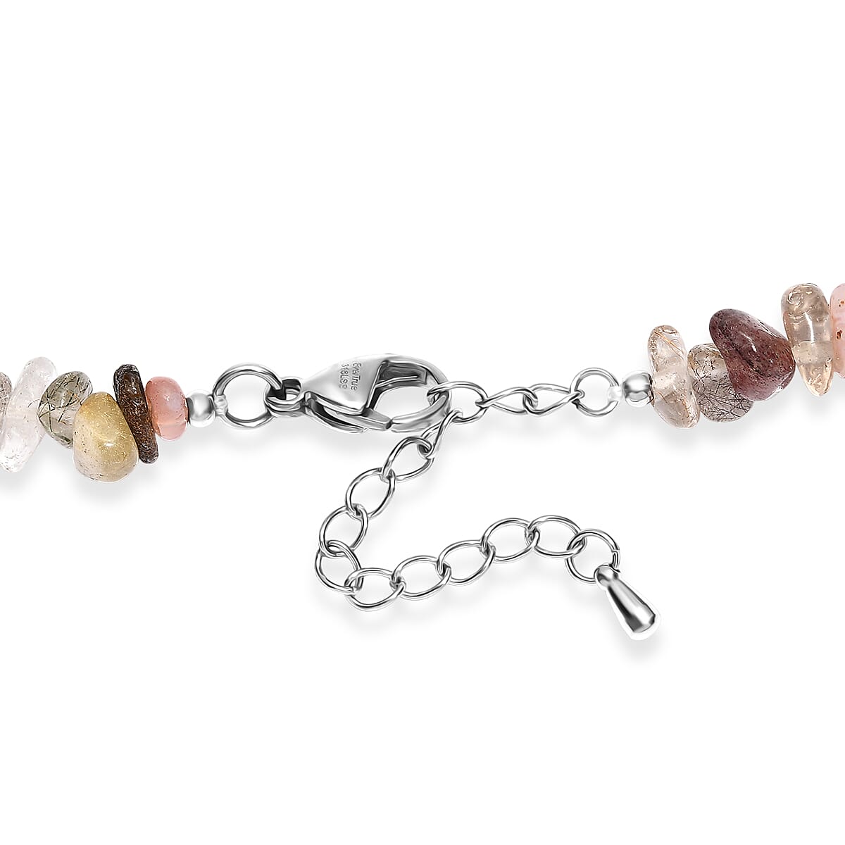 Dodolite and Multi Rutilated Quartz 470.00 ctw Beaded Necklace in Stainless Steel 24 Inches image number 4