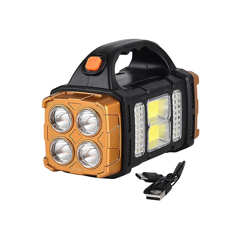 Livmore COB Multi-functional Solar Charging Outdoor Emergency Searchlight - Gold