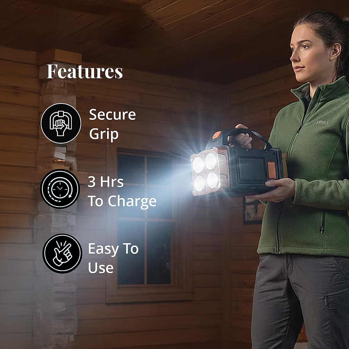 Livmore COB Multi-functional Solar Charging Outdoor Emergency Searchlight - Gold image number 2