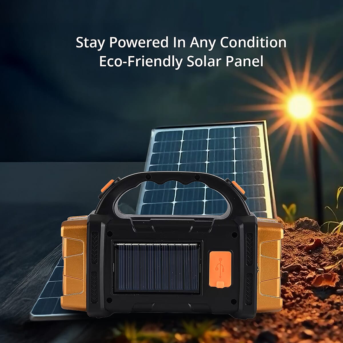 Livmore COB Multi-functional Solar Charging Outdoor Emergency Searchlight - Gold image number 3